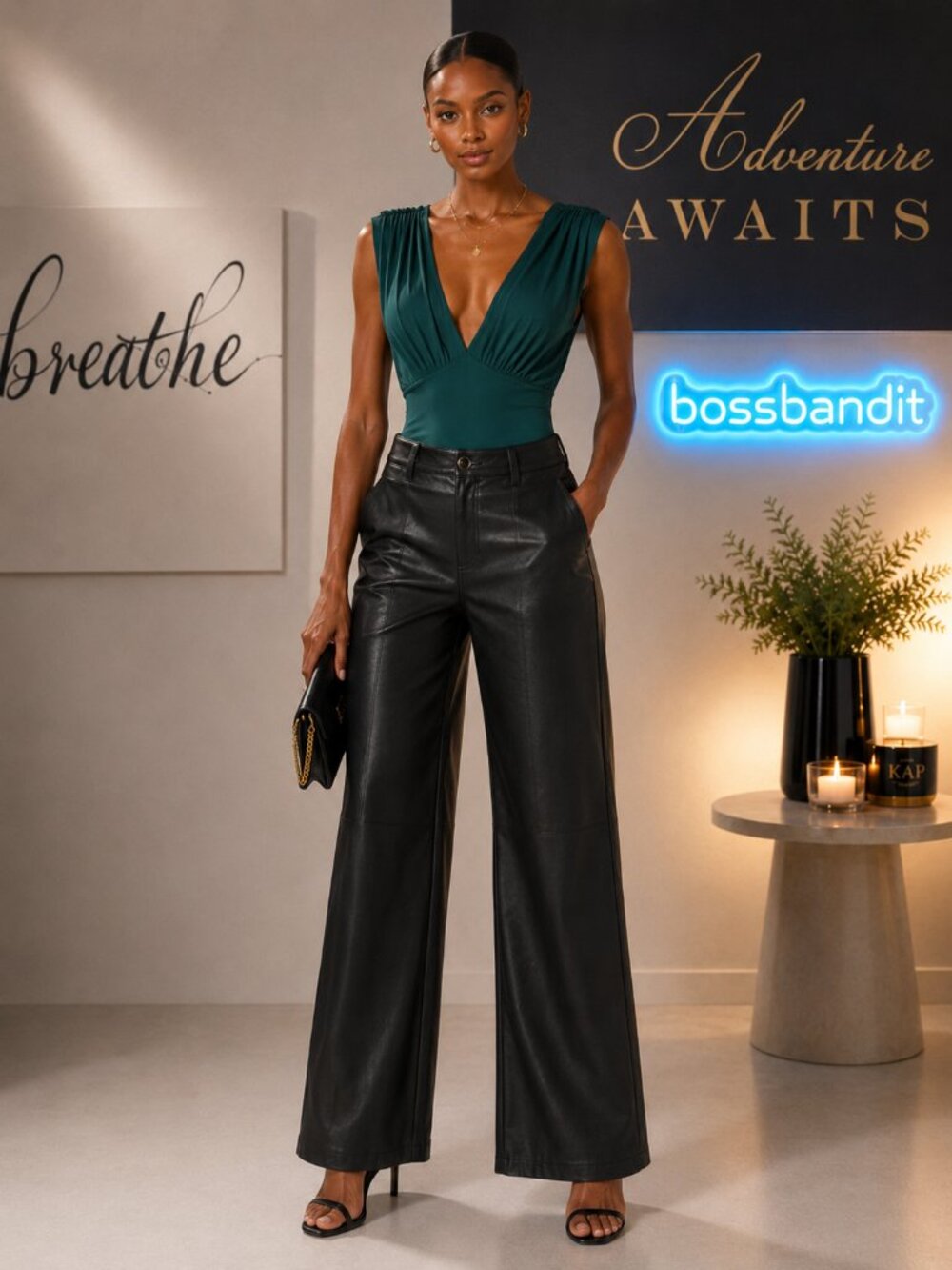 Express Body Contour Emerald Green Sculpt Ruched V Neck Bodysuit M NWT - Picture 6 of 6